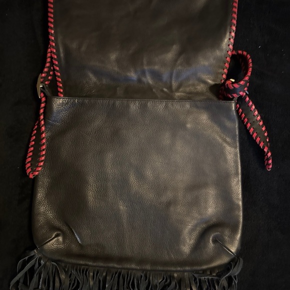 Embroidered Black and Red Floral Crossbody Bag - Picture 2 of 5